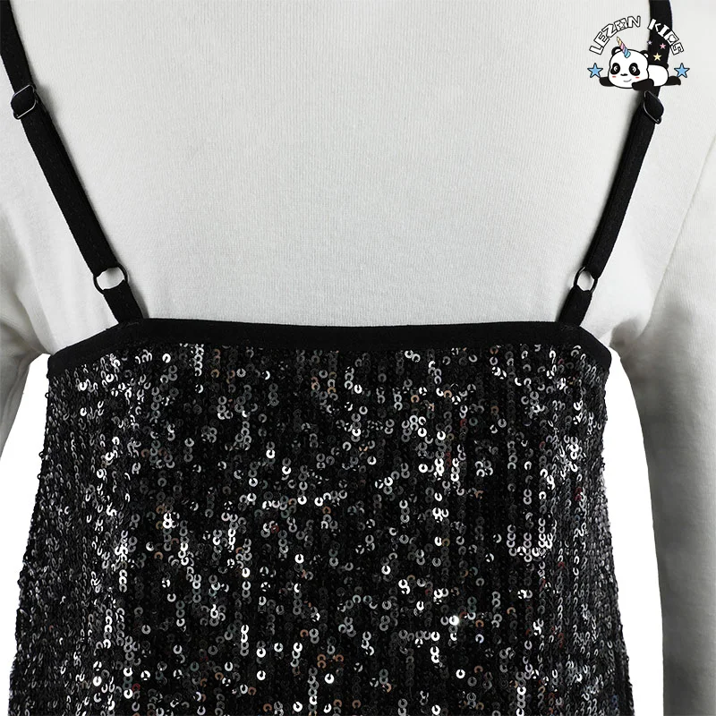 LEZONKIDS - Customizable Summer Wholesale Girls Sequin Dress Princess Kids Suspender Sequin Girl Dresses